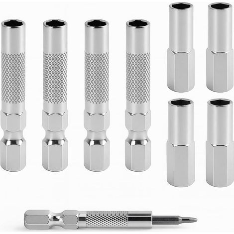 8-teiliges Bit-adapterset (1/4" Auf 4 Mm), Steckschlüssel Für Schraubendreherbits Und Mikrobits, Robuster Stahl, Schnelle Und Langlebige Umrüstung