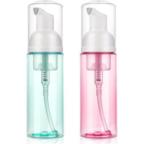Set Mit 2 Nachfüllbaren 60-ml-schaumpumpenspendern Aus Transparentem Kunststoff Für Reisen Mit Handseife, Gesichtsreiniger Und Wimpernshampoo.