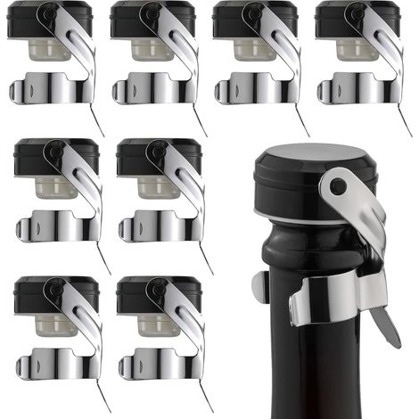 Wiederverwendbare Champagner- Und Weinverschlüsse Aus Edelstahl, Auslaufsicher Und Blasenfrei, 8er-pack (silber)