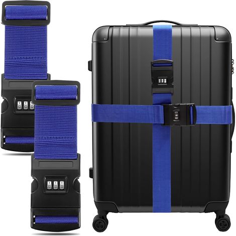 Set Mit 2 Gepäckgurten, Verstellbarer Gepäckgurt, Reisegepäckgurt, Koffergurt Mit Zahlenschloss Für Geschäftsreisen Und Unterwegs (blau)