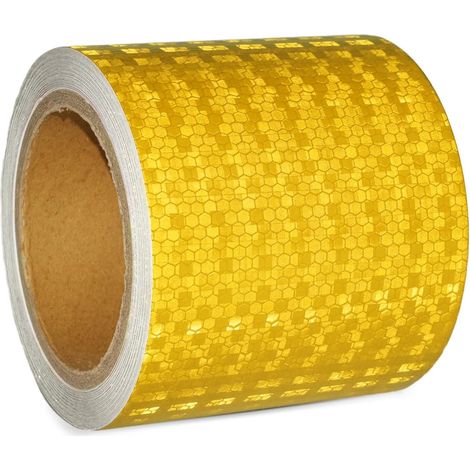 Gelbes Reflektierendes Klebeband, 10 Cm X 10 M, Wasserfest, Selbstklebend, Für Fahrzeuge, Autos, Anhänger Und Den Außenbereich