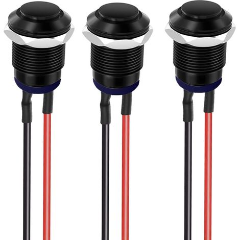 3-teiliger Vorverdrahteter Ip65 Wasserdichter Drucktaster, Selbstverriegelnd, Drucktaster Aus Aluminiumlegierung, Ein/aus, 12 Mm, 2 A, 12 V/24 V/125 V/250 V Ac (kopf Nach Oben)