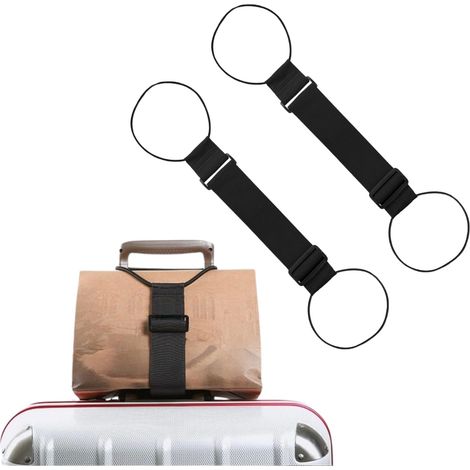 2 Stück Elastische Gepäckgurte, Tragbares Reisekofferzubehör, Verstellbare Gepäckgurte Für Koffer, Zum Sichern Von Taschen (schwarz)