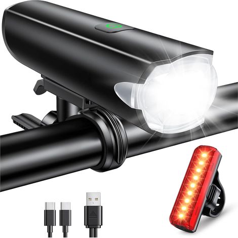 1200 Lumen Fahrradlampe Mit Breitem Abstrahlwinkel, 3+5 Modi, Leistungsstarke Wiederaufladbare Led-fahrradlampe, Ip65 Wasserdicht, Vorder- Und Rücklicht, Navigationslichter Mit Langer Akkulaufzeit Für
