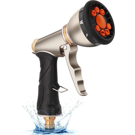 Metall-gießpistole, 8 Modi, Garten-gießpistole Mit Regulierbarem Wasserdurchfluss Für Autowäsche, Gartenbewässerung, Tierpflege Und Hofreinigung