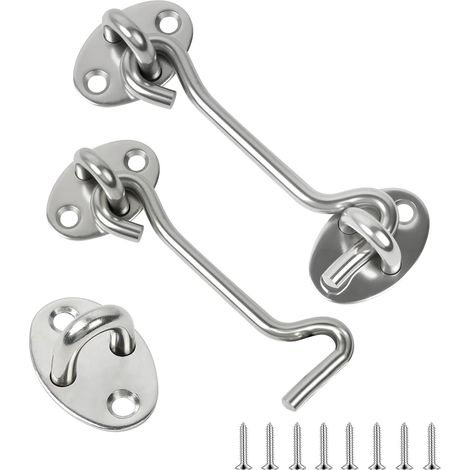 2 Stück Scheunentürhaken, 3-zoll-haken Und Ösenriegel, Edelstahl-kabinentürhaken, Innentürschloss Mit Befestigungsschrauben (silber)