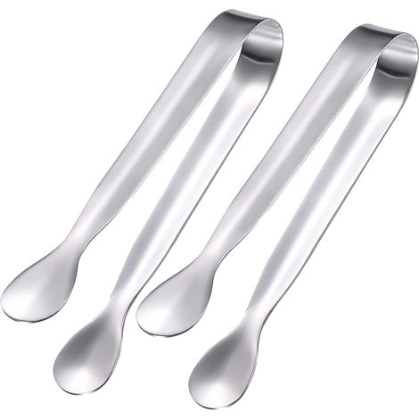 2-teiliges Küchenzangen-set, Zuckerzange, Eiszange, Edelstahl, 11 Cm, Ideal Zum Grillen, Für Süßigkeiten, Kekse, Eiswürfel, Kaffee Und Buffets, Edelstahl, Silber