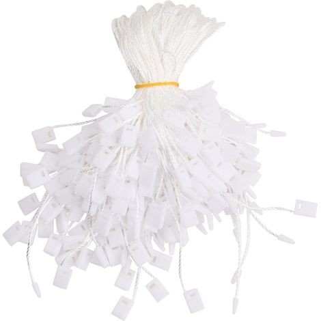 Packung Mit 1000 Preisschildbefestigungen, Schnur Zum Aufhängen Von Preisschildern Mit Verschlussclip, Für Kleidung, Schmuck, Bekleidung, Verpackungen, Gepäckzubehör, 17 Cm (weiß)