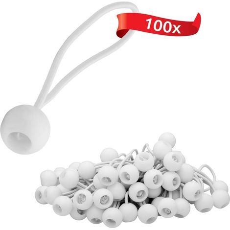 100 Elastische Bungee-seile Mit Kunststoffkugel, Elastische Zelthaken Für Planen, Gartenpavillons Und Pavillons, Weiß, Latex, 30 Cm Ausziehbar