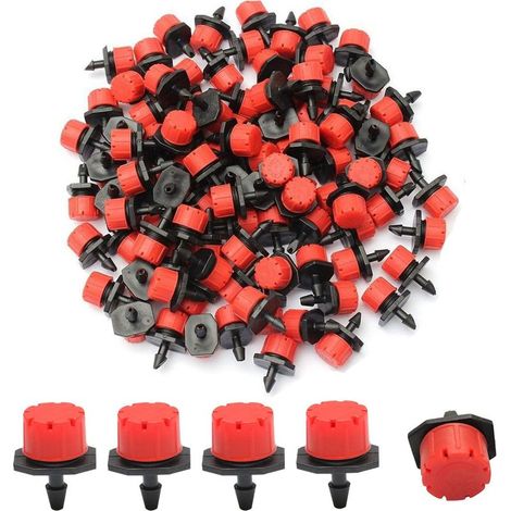 360° Verstellbare Bewässerungstropfer - 100er-pack Mit 8 Ausgängen - Passend Für 4/7 Mm (1/4") Schläuche - Ideal Für Blumenbeete Und Gärten
