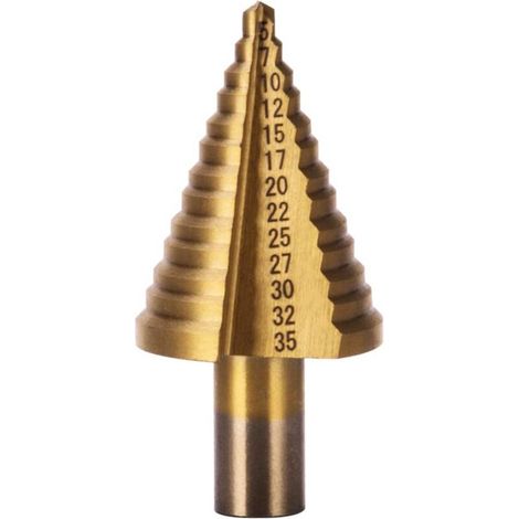 Hss-titan-stufenbohrer 5–35 Mm – Hochgeschwindigkeitsstahl Zum Bohren Von Kunststoff, Kupfer Und Aluminium – Hitzebeständig Und Korrosionsbeständig