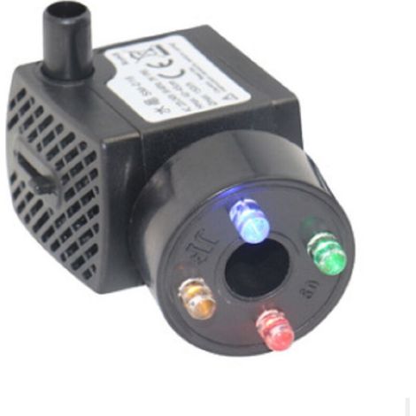 Springbrunnenpumpe 300 L/h, 80 Cm Förderhöhe, Leiser Betrieb, 4 Mehrfarbige Led-leuchten, Trockenlaufschutz, Einstellbare Fördermenge 140-300 L/h, 2 W, Für Teiche, Aquarien Und Schwimmbecken