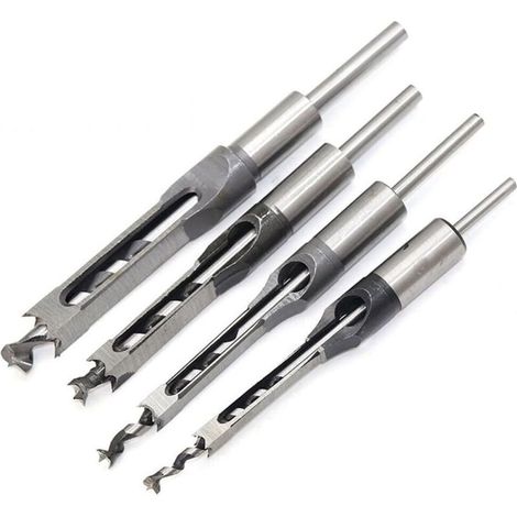 Satz Mit 4 Hss-hohlmeißeln Für Vierkantbohrungen – Größen 1/4", 5/16", 3/8", 1/2" (6,35 Mm, 7,94 Mm, 9,5 Mm, 12,7 Mm) – Für Zapfenschneidmaschinen In Hartholz Und Teakholz