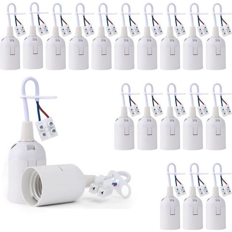 20 Stück E27 Lampenfassungen Mit 10 Cm Kabel, Geeignet Für Bau, Renovierung Und Als Ersatzteil. Material: Kunststoff, Messing, Weiß.