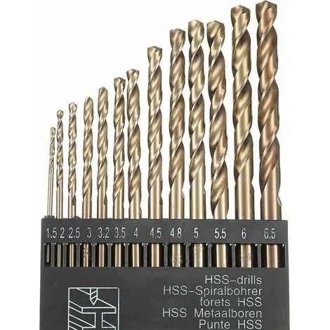 Hss-kobalt-bohrer-set M35, 13-teilig, 1,5–6,5 Mm Spiralbohrer Zum Bohren Von Edelstahl, Metall Und Titan