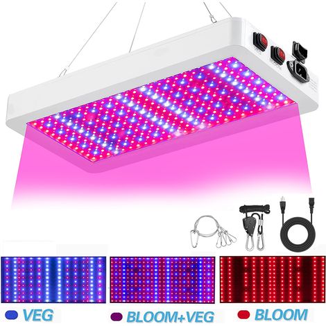 216 Leds Vollspektrum-pflanzenlampe (entspricht 500 W) Für Zimmerpflanzen Und Hydrokultur-gewächshäuser, Mit Thermometer, Verstellbarem Kabel, Wasserdicht, Ac 85–265 V, Eu-stecker
