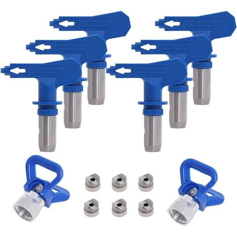 6 Reversible Airless-düsen (211, 315, 417, 517, 515, 523) Mit 2 Schutzkappen, Zubehör Für Hochdruck-farbpistolen