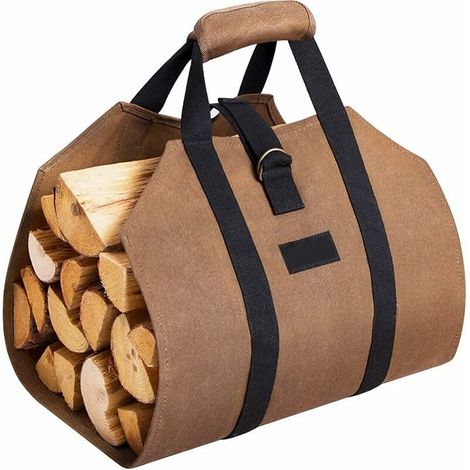 Wasserdichter, Gewachster Holzsack Aus Segeltuch, Großer 99 X 45 Cm Brennholzhalter Mit Griffen Und Verstellbarem Gurt, Brennholzaufbewahrung Für Drinnen Und Draußen