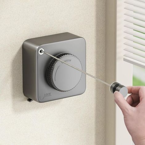 4,2 M Lange, Einziehbare Wäscheleine, Ausziehbare Wandwäscheleine Aus Edelstahl Sus304, Wäscheständer Für Den Innen- Und Außenbereich, Tragkraft 18 Kg (grau)