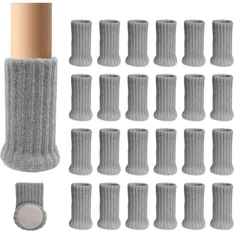 Rutschfeste Möbelgleiter Aus Strickgarn, 24 Paar, Grau, Aus Polyestergarn Und Filz, Für Stuhlbeine Mit Einem Durchmesser Von 2,5 Bis 5 Cm, Schützen Böden Und Reduzieren Geräusche