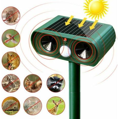 Solarbetriebenes Ultraschall-katzenabwehrgerät, 110°-pir-bewegungsmelder, Einstellbare Frequenz, Wasserdicht (ipx4), Vertreibt Katzen, Hunde, Ratten Und Füchse Für Garten, Hof Und Außenbereich