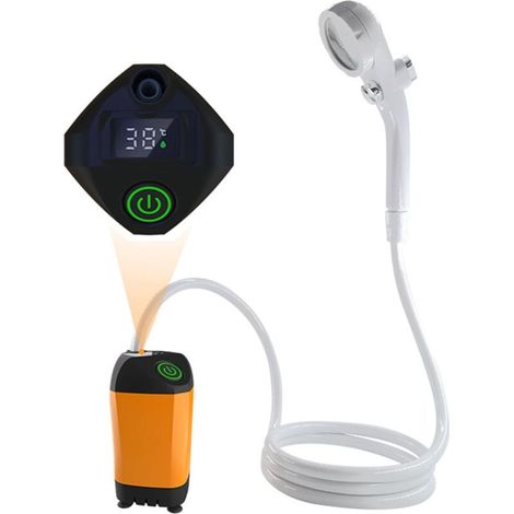 Wiederaufladbare, Tragbare Campingdusche Mit Temperaturanzeige, 7800 Mah Akku, 160 Minuten Duschzeit, Ideal Für Wandern, Reisen, Strand, Garten Und Zum Waschen Von Haustieren