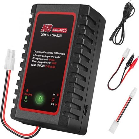 Htrc N8 Smart Nimh-ladegerät Für 2-8s 2,4-9,6v Nimh/nicd-akkus, 20w 1a/2a Mit Standardanschluss Für Drohnen, Rc-autos, Boote Und Airsoft-waffen