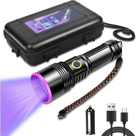 30-w-uv-taschenlampe (365 Nm), Usb-wiederaufladbare Schwarzlichtlampe, Aluminiumlegierung, Tierurin-detektor, Harzhärtung, Bernstein, Mineralien, Skorpion