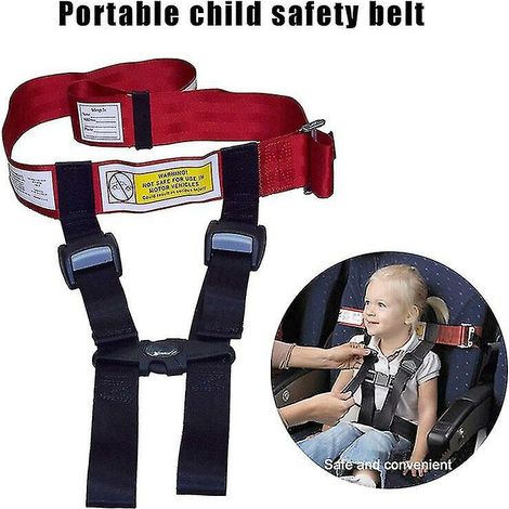 Kindersicherheitsgurt Für Flugzeuge, Verstellbarer Flugzeugsitzgurt, Polyester, Für Kinder Von 1–6 Jahren (10–20 Kg), Einfache Installation, Schwarz/rot