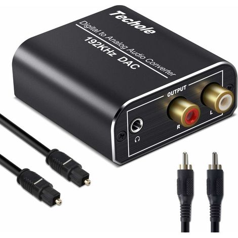 192-khz-digital-analog-wandler (dac), Aluminiumgehäuse, Spdif-toslink-anschluss (optisch/koaxial) Auf Cinch-stereo-l/r- Und 3,5-mm-klinkenbuchse, Inklusive Kabel Für Hd-tv, Blu-ray, Ps4 Und Xbox