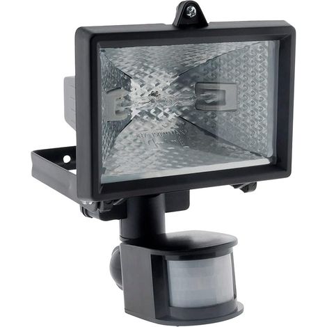 Halogen-flutlicht Mit Bewegungs- Und Dämmerungssensor, 150 W, Schutzart Ip44 – Inklusive 120-w-r7s-röhre, Einstellbarem Timer (9 S–10 Min), 12 M Reichweite