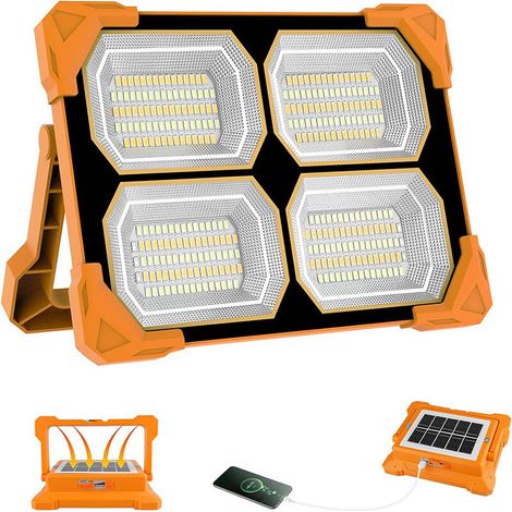 200-w-led-flutlicht Mit 26.000 Lumen, Solarbetrieben, Wiederaufladbar, Tragbarer Usb-scheinwerfer/arbeitsleuchte/taschenlampe, 15.000-lm-led-außenlampe Mit 16.000-mah-akku, Schutzart Ip66, Für Camping