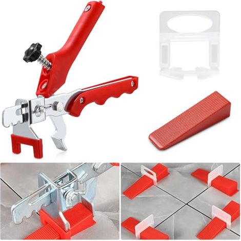 600-teiliges Fliesenverlegesystem: 500 Klammern + 100 Wiederverwendbare Keile + Zange, 2 Mm Dick, Zum Verlegen Von 3–16 Mm Starken Keramik- Und Porzellanfliesen.
