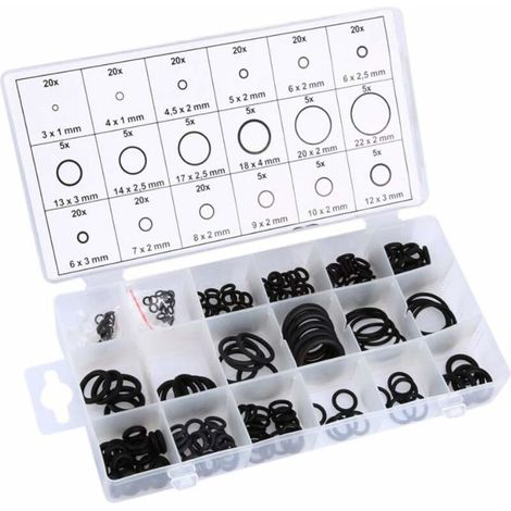 225-teiliges O-ring-set – Sortierte Gummidichtungsringe In 18 Größen (3x1 Bis 22x2 Mm) Für Sanitär-, Garagen- Und Kfz-reparaturen
