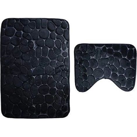 Set Mit 2 Rutschfesten Badematten Aus Mikrofaser Und Latex – Wc-vorleger – Maße: 50 X 80 Cm Und 50 X 40 Cm