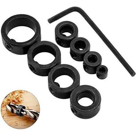 8-teiliges Bohrtiefenanschlag-set, 3–16 Mm, Kohlenstoffstahl, Anschlagring Für Präzises Bohren In Holz