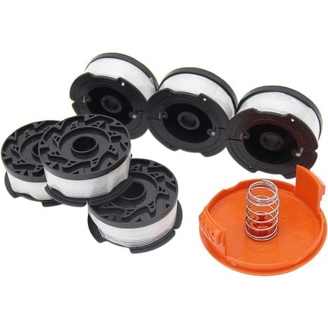 Black & Decker Trimmerfadenspulen – 6-teiliges Set Mit Deckel Und Feder – 1,65 Mm X 9,1 M Nylonfaden – Kompatibel Mit Gh400, Gh500, St7000 Und Lst201