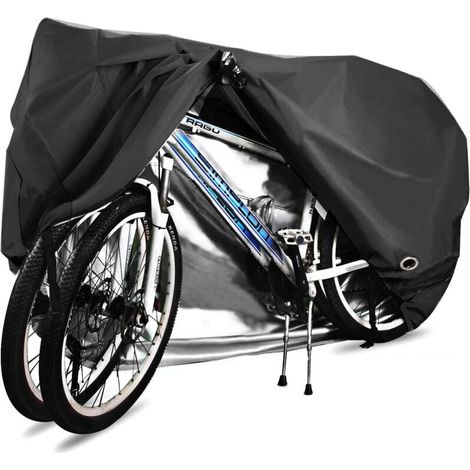 Wasserdichte 210d-fahrradabdeckung Aus Oxford-polyester Für E-bikes, Motorräder Und Roller, Schützt Vor Regen, Staub Und Sonne, Passend Für Zwei Fahrräder, Größe 200 X 70 X 110 Cm, Schwarz