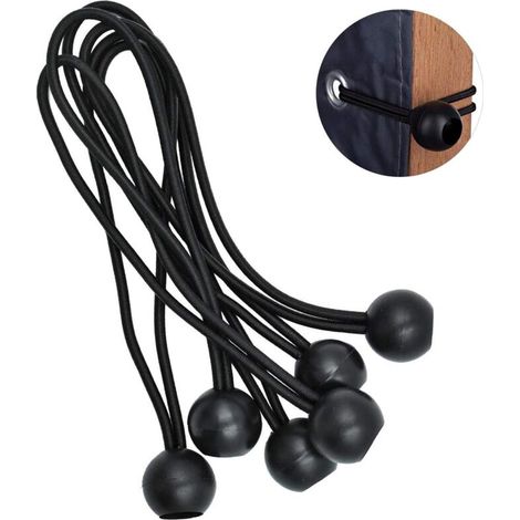 Packung Mit 25 Elastischen Gummi-planenspannern, 18 Cm (max. 36 Cm), Mit Leicht Verstellbarem Kugelgelenk – Schwarz – Für Planen, Banner, Poster, Pavillons, Trampoline