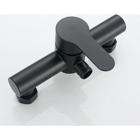 Dusch- Und Badewannenarmatur, Wandmontage, 2-loch-duschmischer Aus Gebürstetem, Schwarzem Edelstahl 304, Temperaturregelung, Abstand 13,5–16,5 Cm