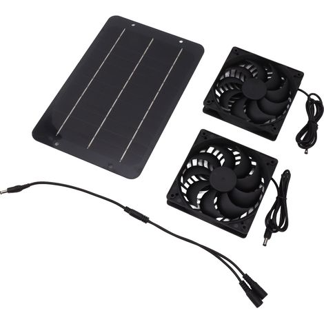 Set Aus Zwei 10-w-solarventilatoren Mit Schutznetz, Ideal Für Hühnerställe, Gewächshäuser Oder Hundezwinger