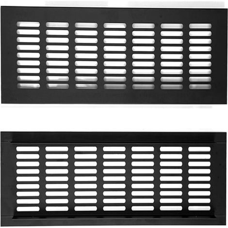 2-teiliges Außenlüftungsgitter, Verstellbares Aluminium-lüftungsgitter 300 X 80 Mm, Öffnung 268 X 64 Mm, Schwarz