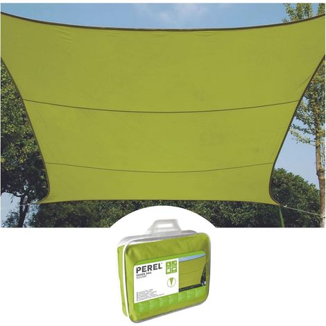 Sonnensegel 3 X 5 Meter, Aus Oxford-gewebe, 95 % Uv-schutz, 98 % Wasserbeständigkeit, Atmungsaktives Gewebe Mit Aufhängeringen Aus Edelstahl, Gelbgrüne Farbe.