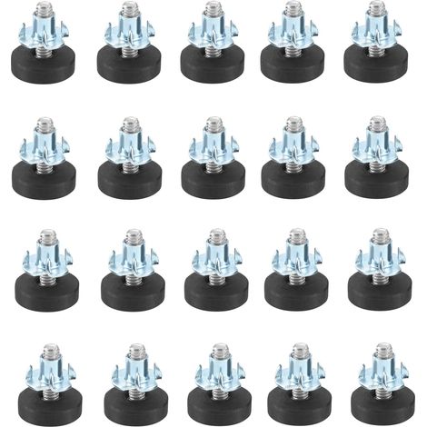 Set Mit 20 Verstellbaren Möbelfüßen Ø22mm Mit M6-schrauben Und Einpressmuttern - Rutschfeste Pp-basis Für Tische, Schränke Und Sofas