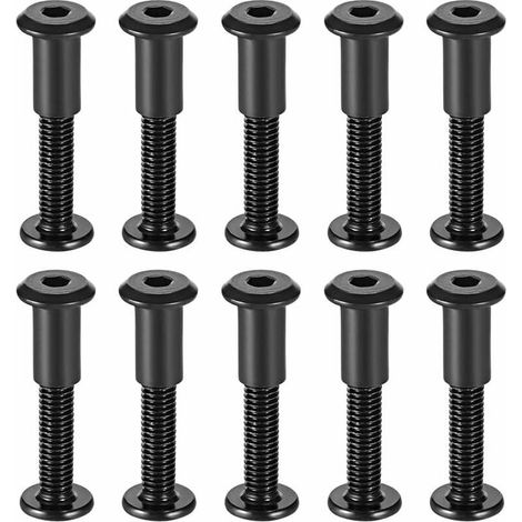 Packung Mit 10 M6 X 35 Mm Verbindungsschrauben, Befestigungsschrauben Aus Schwarzem Kohlenstoffstahl Für 8-mm-bohrungen, Schrauben- Und Mutternset Mit Innensechskantschlüssel Für Ledergürtel, Heimwerk