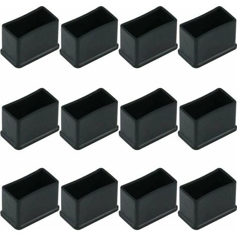 Set Mit 12 Filz-schutzkappen Für Möbelbeine, Rechteckig, Schwarz, 15 X 30 Mm, Rutschfeste Gummipads Für Stühle Und Tische