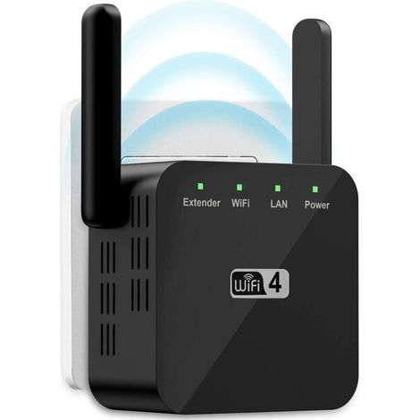 300 Mbit/s 2,4-ghz-wlan-repeater, Drahtloser Internet-signalverstärker, Rj45-anschluss, Kompakt, Schwarz