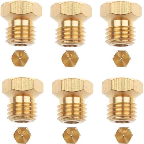 Set Mit 6 Universellen Butandüsen Aus Messing (0,5, 0,65, 0,7, 0,87, 0,9, 0,96 Mm) Für Flüssiggas- Und Propangaskochfelder, Kompatibel Mit Bosch, Siemens, Aeg, Electrolux Und Whirlpool.
