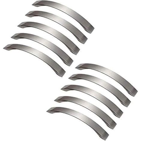Set Mit 10 Küchenschrankgriffen, 128 Mm Lochabstand – Türgriffe Aus Gebürstetem Nickel, Edelstahl Und Verchromter Aluminiumlegierung, 156 X 16 X 25 Mm, Für Schränke, Schubladen Und Badezimmer