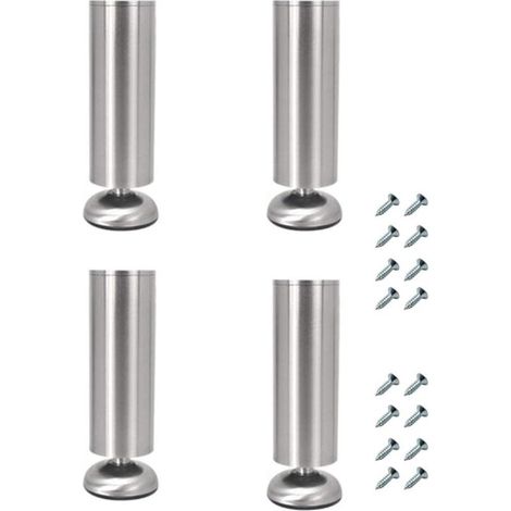 Verstellbare Möbelfüße, 4er-set, Edelstahl, 25 Cm Hoch, 16 Mm Durchmesser, 50 Mm Durchmesser, Maximale Belastung 100 Kg, Für Sofas, Schränke, Couchtische Und Betten.